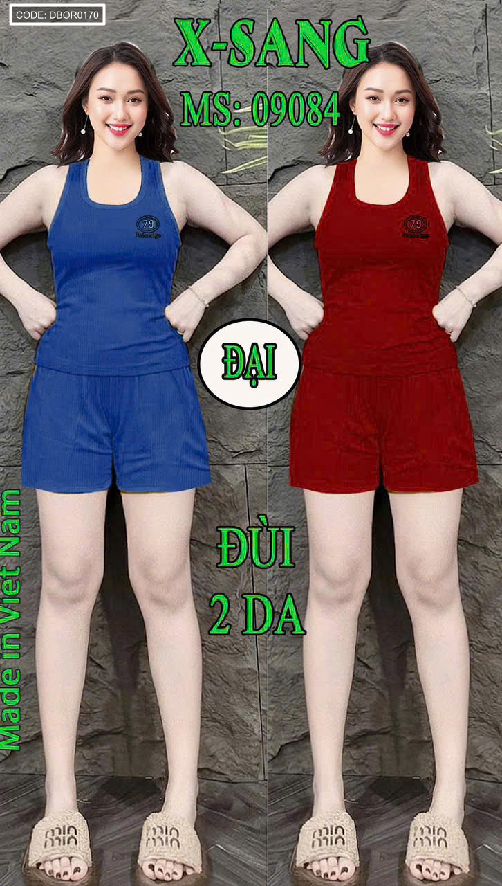 Hình minh họa set khi mặc lên dáng, có thông tin size Trung/Đại