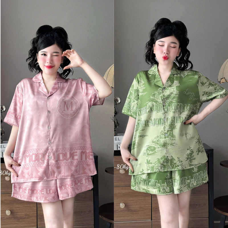 Đồ Bộ Ngủ Tay Ngắn Quần Đùi Nữ Họa Tiết Sang Trọng Mặc Mịn Mát Thoải Mái Big Size 50–80kg – một lựa chọn đáng tham khảo trong pijama