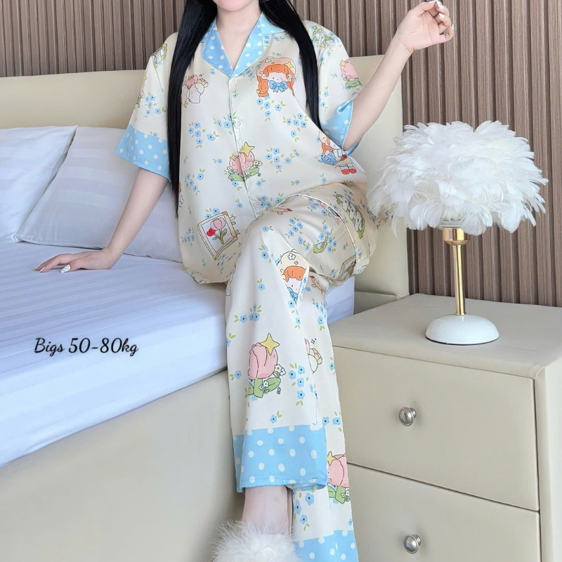 Mẫu kem phối xanh với họa tiết hoạt hình dễ thương