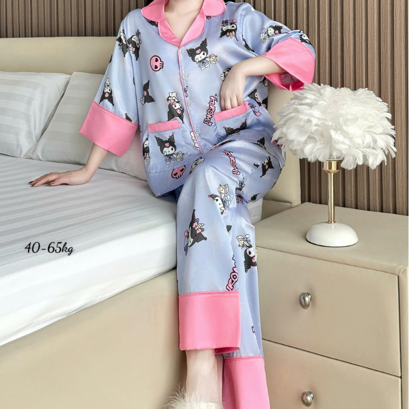 Mẫu áo cổ bẻ tay lỡ phối quần dài đồng bộ