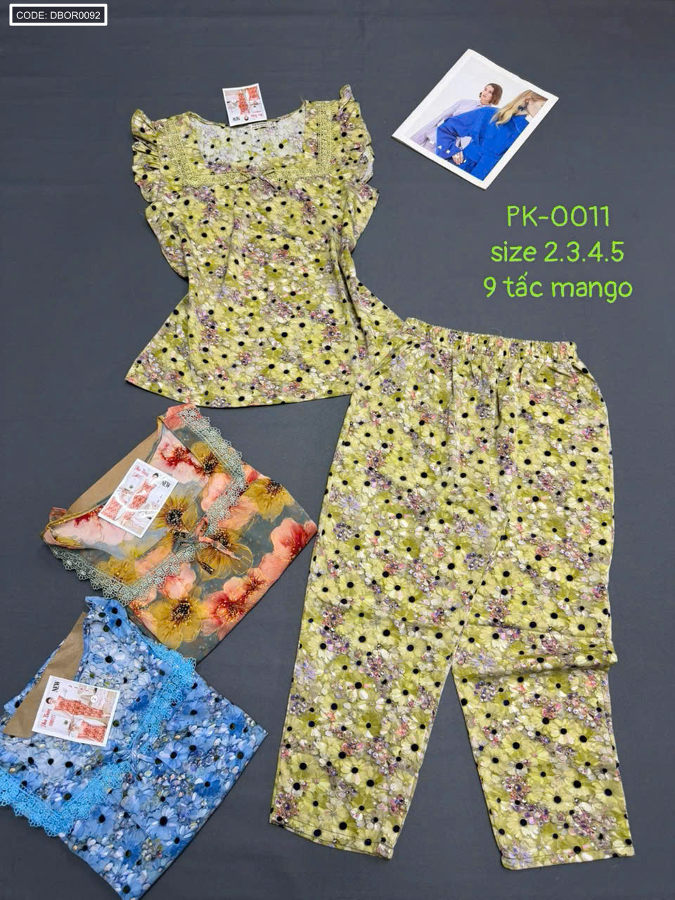 Đồ bộ nữ sát nách vải mango quần 9 tấc size 2 3 4 5
