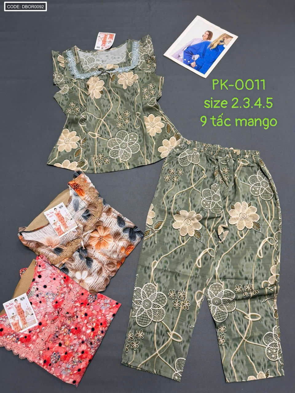 Đồ bộ nữ sát nách vải mango quần 9 tấc size 2 3 4 5