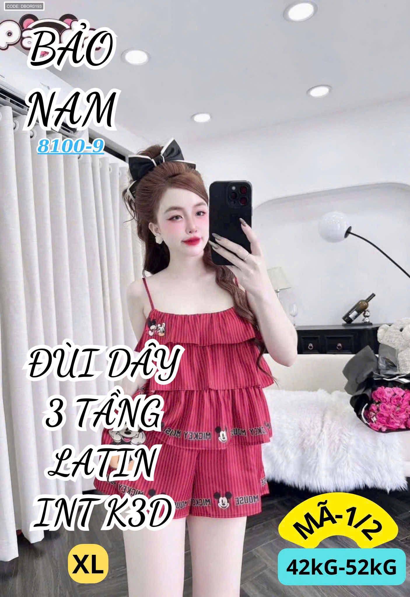 Đồ bộ nữ mặc nhà đùi dây latin 3 tầng BN-81009