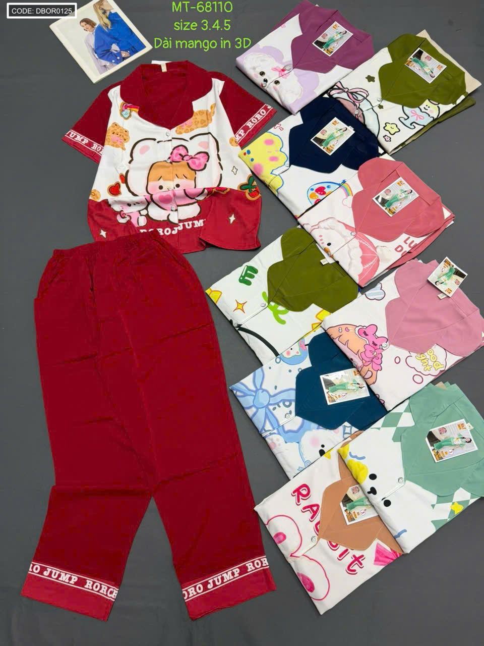 Các phối màu của mẫu và thông tin size 3, 4, 5