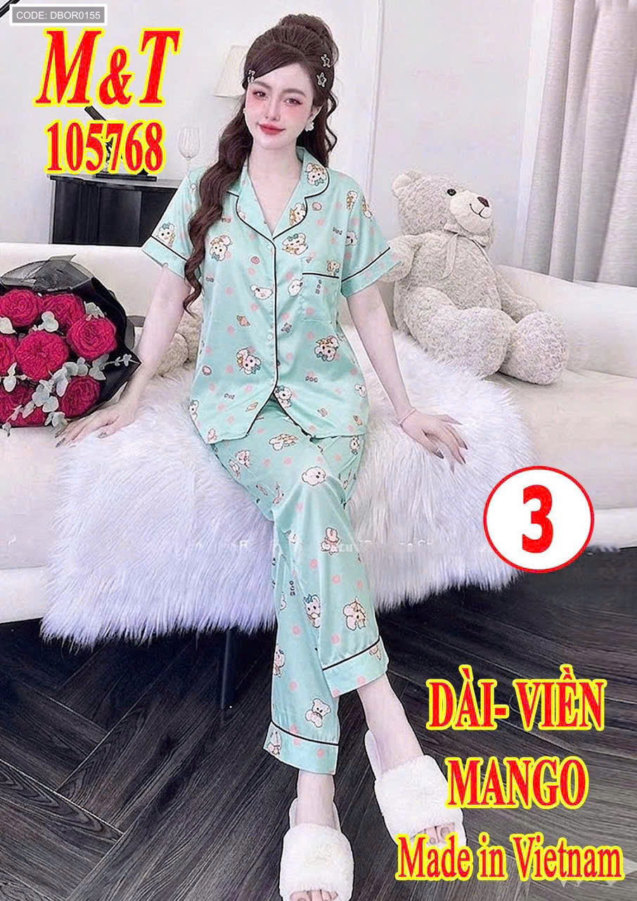 Đồ bộ nữ pijama tay ngắn quần dài vải mango MT-05768