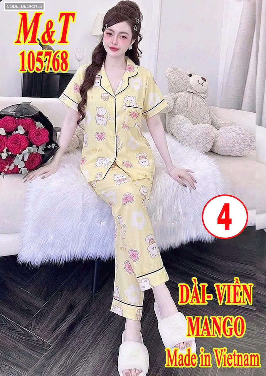 Đồ bộ nữ pijama tay ngắn quần dài vải mango MT-05768