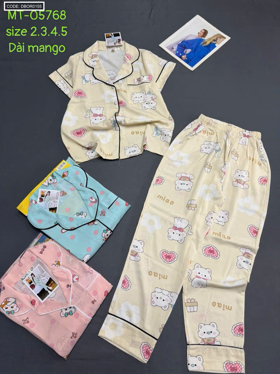 Đồ bộ nữ pijama tay ngắn quần dài vải mango MT-05768
