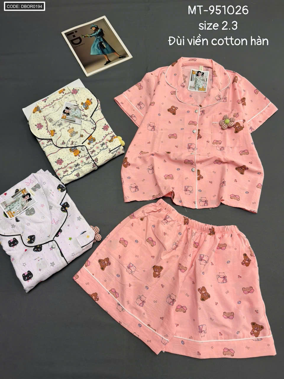 Hình sản phẩm cho thấy quy cách size 2 và size 3 của mẫu đồ bộ