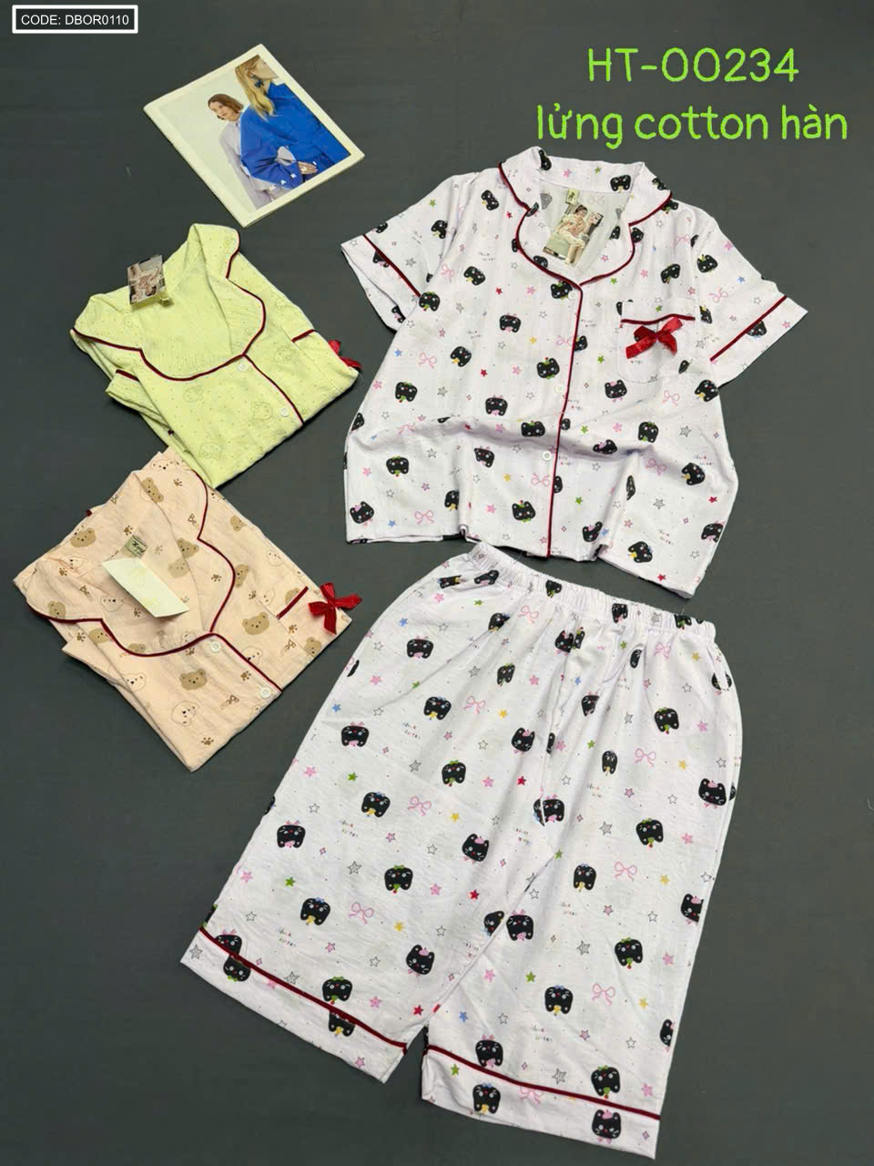 Đồ bộ nữ pijama tay ngắn quần lửng cotton hàn freesize 43-58kg