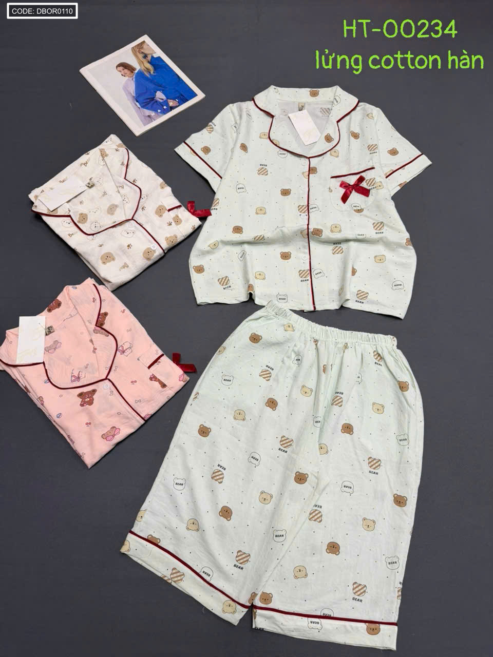 Đồ bộ nữ pijama tay ngắn quần lửng cotton hàn freesize 43-58kg