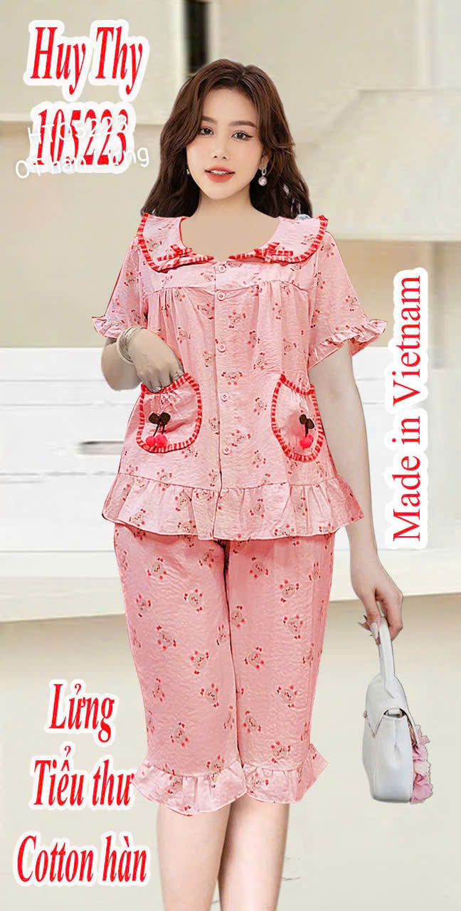 Hình mặc tham khảo của mẫu đồ bộ quần lửng