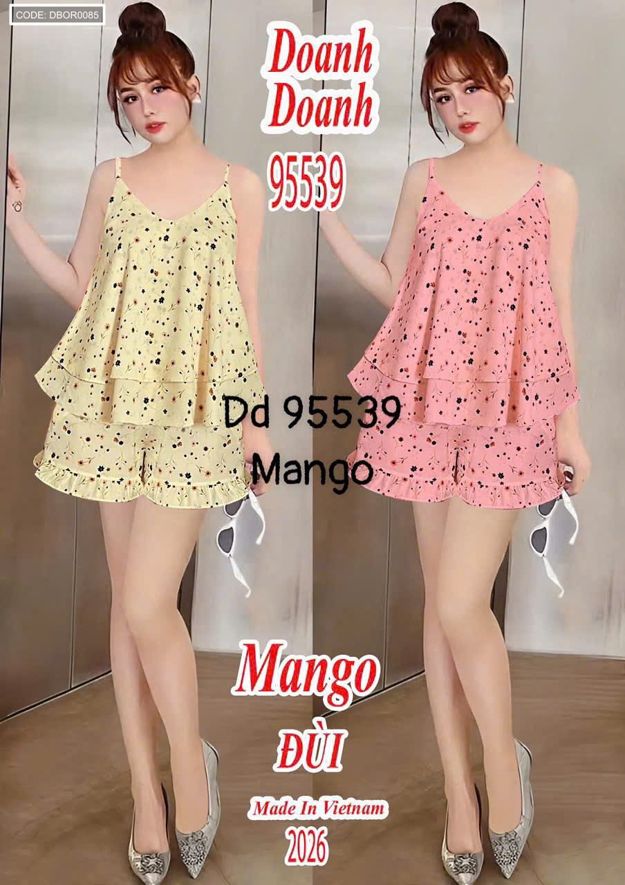 Đồ bộ nữ 2 dây quần đùi chất mango DD 95539 freesize 40-58kg