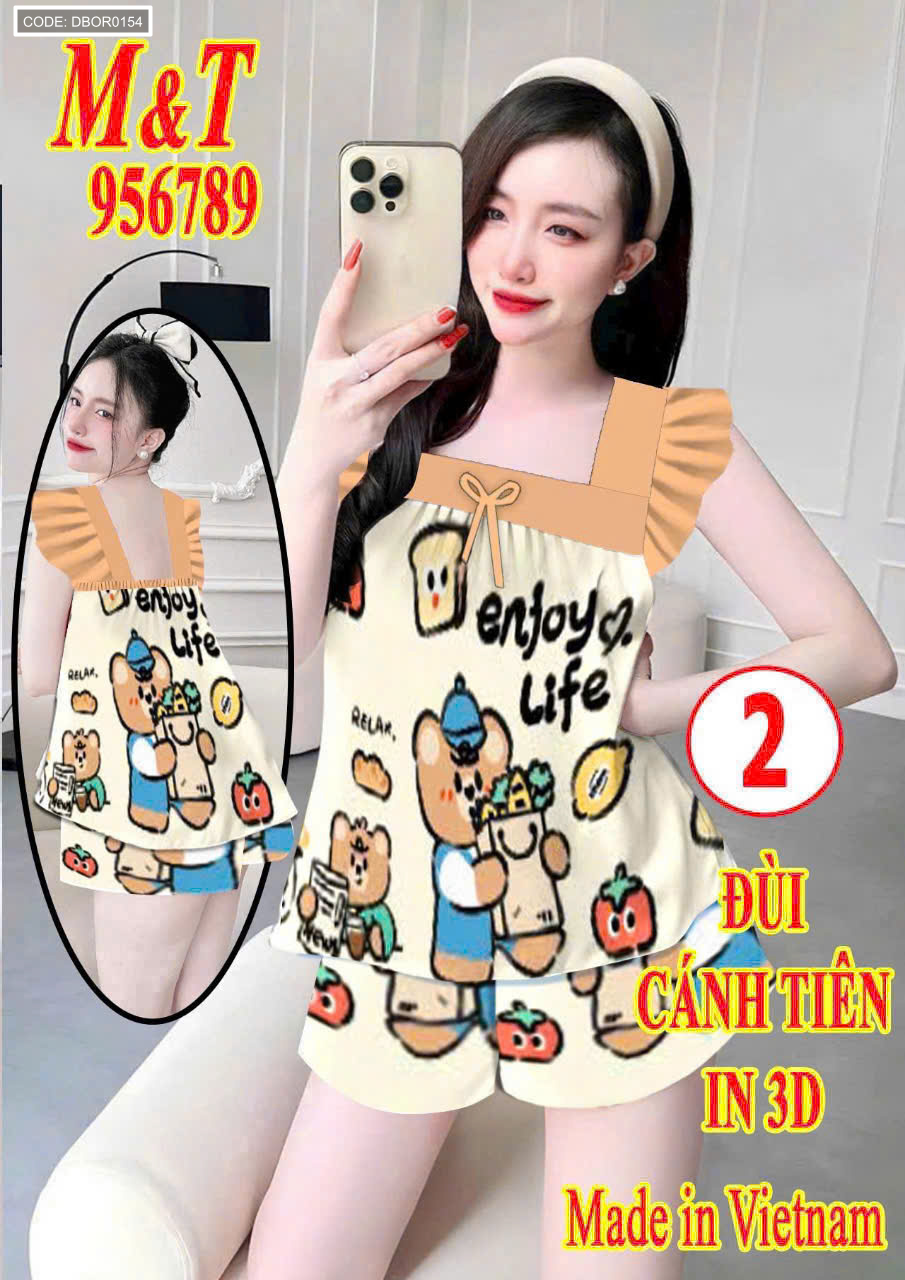 Mẫu mặc với áo cánh tiên và quần đùi đồng bộ