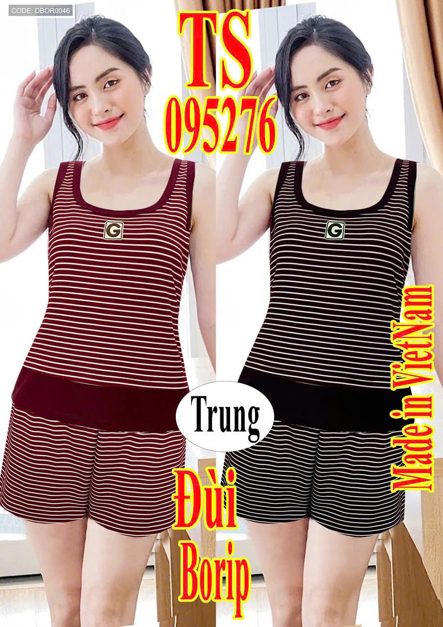 Hình mặc thực tế của phiên bản quần đùi sọc ngang