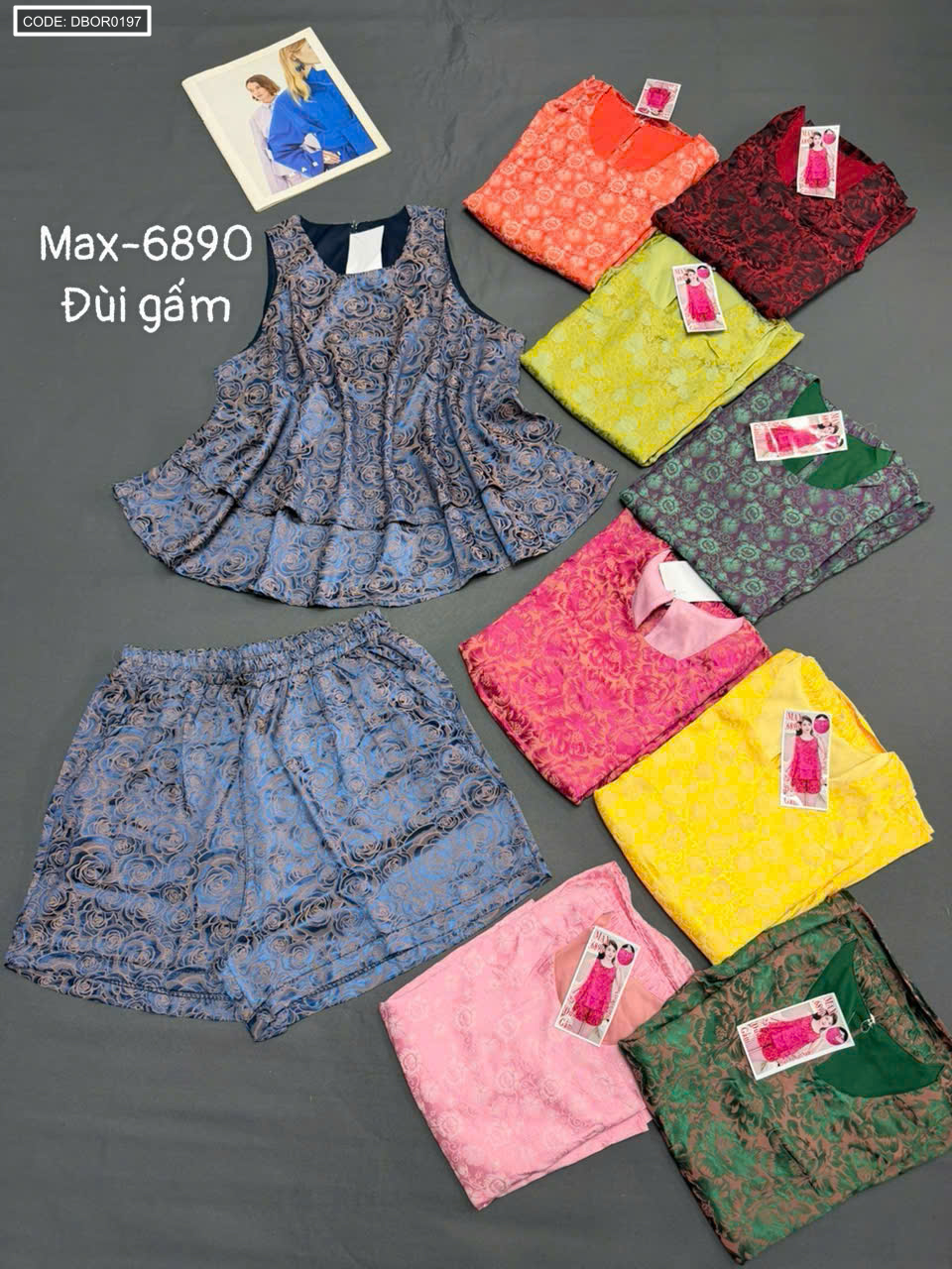 Đồ bộ nữ sát nách quần đùi gấm Max-6890 freesize 43-58kg