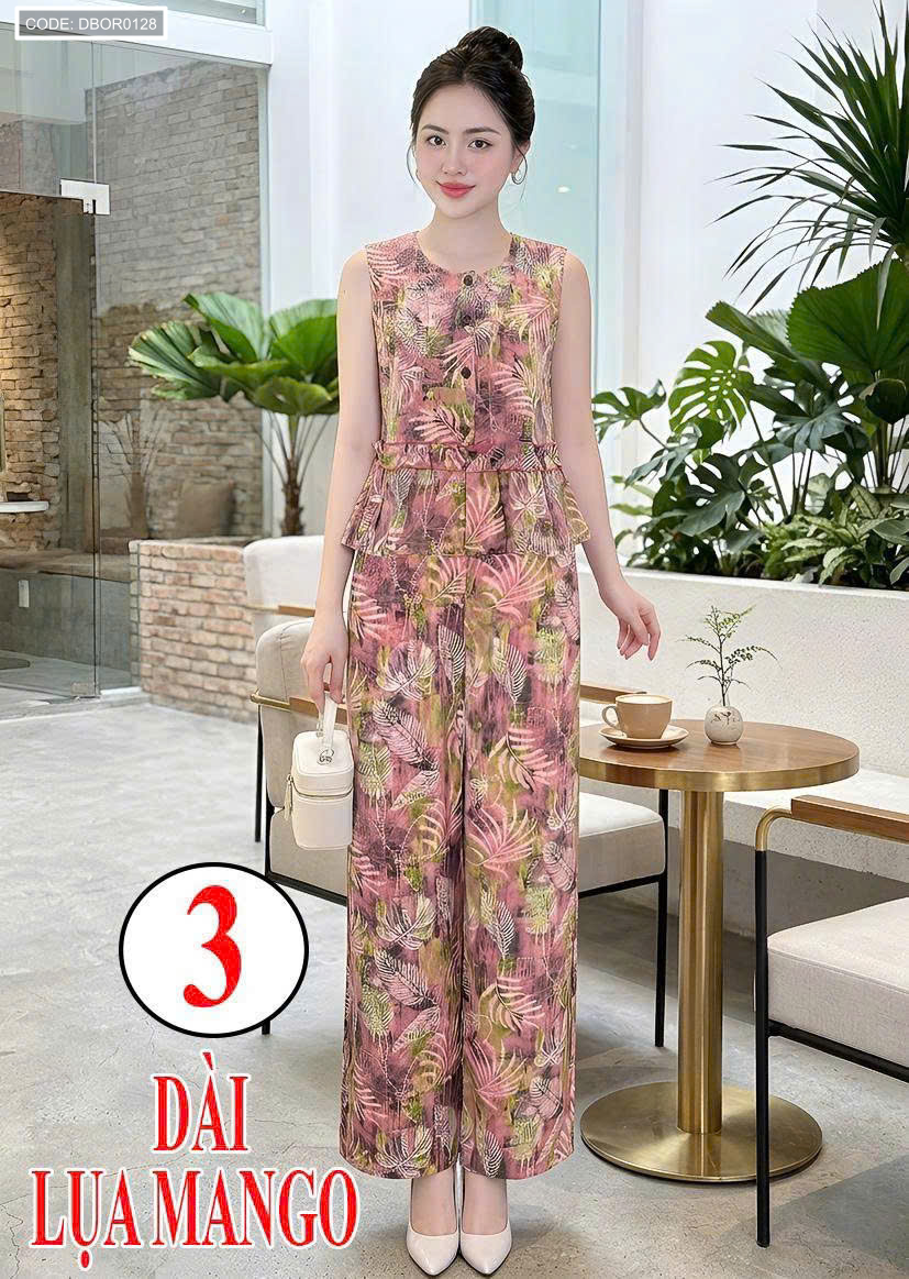 Đồ bộ nữ sát nách quần ống rộng lụa mango PT-0026