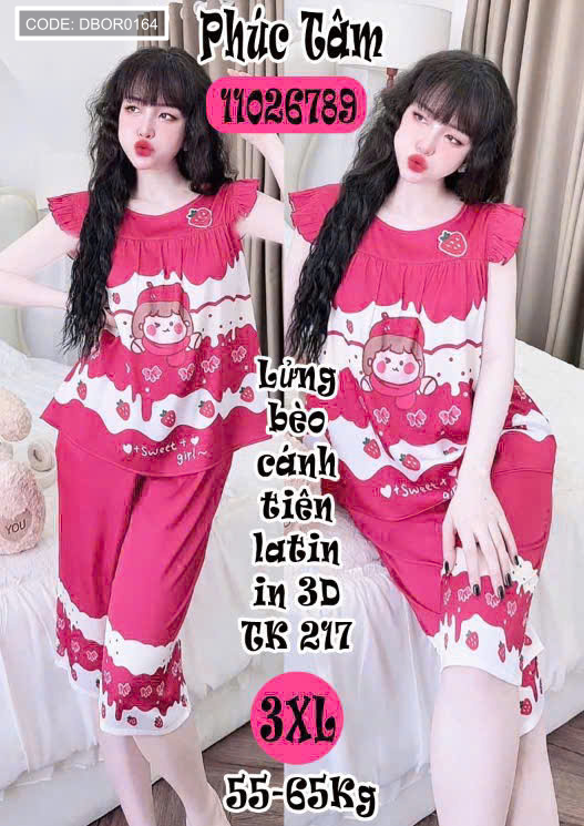 Đồ bộ nữ tay cánh tiên quần lửng chất latin nhiều size PT-1026