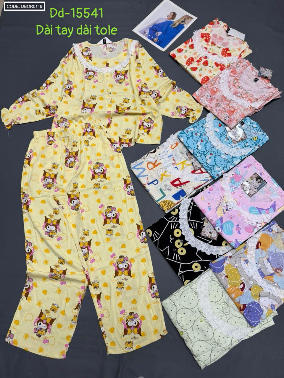 Set áo tay dài – quần dài, nhiều lựa chọn họa tiết