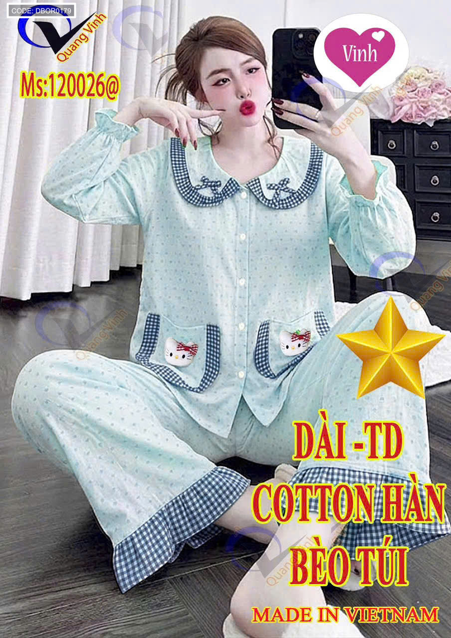 Tổng thể bộ áo tay dài quần dài khi mặc thực tế.