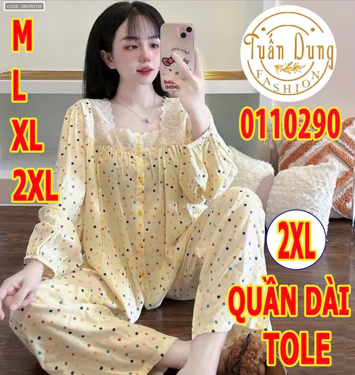 Đồ bộ nữ mặc nhà tay dài quần dài tole TD-10290