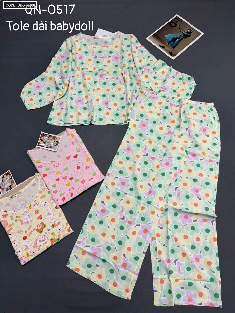 Một mẫu họa tiết trong dòng đồ bộ vải tole baby doll