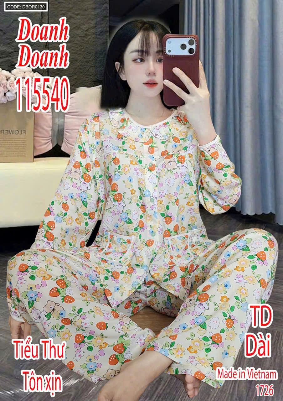 Set áo tay dài và quần dài họa tiết, phom mặc nhà thoải mái