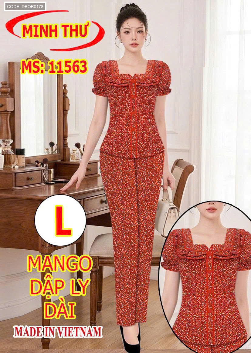 Đồ bộ nữ tay ngắn quần dài áo dập ly MT-1563