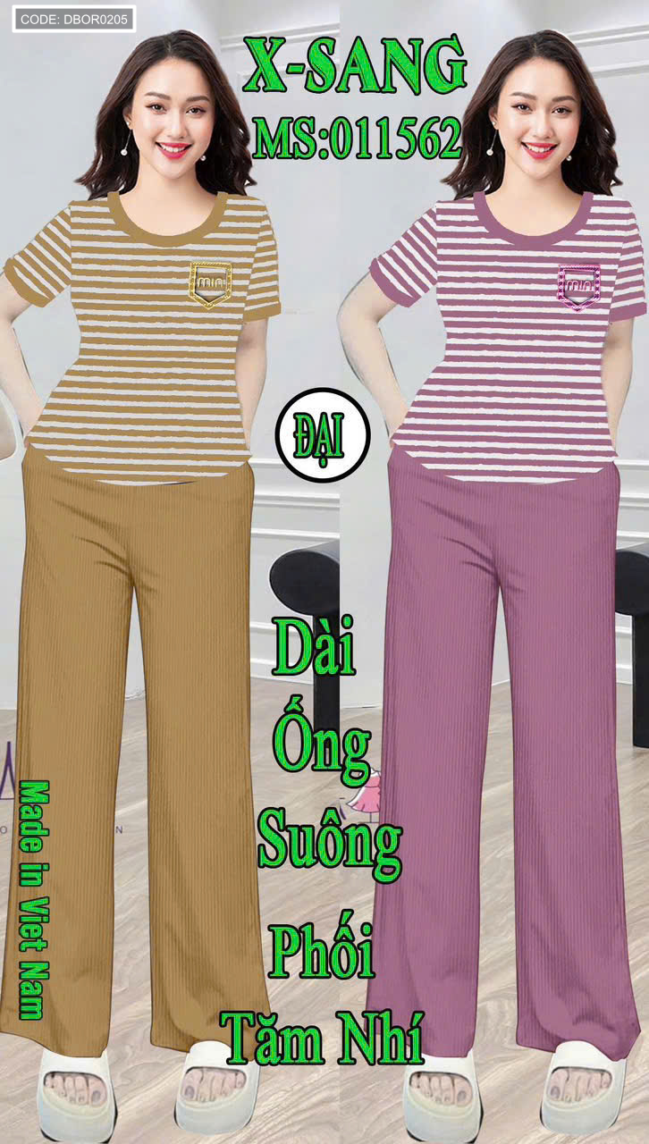 Đồ bộ nữ tay ngắn quần dài ống suông chất thun XS-101563