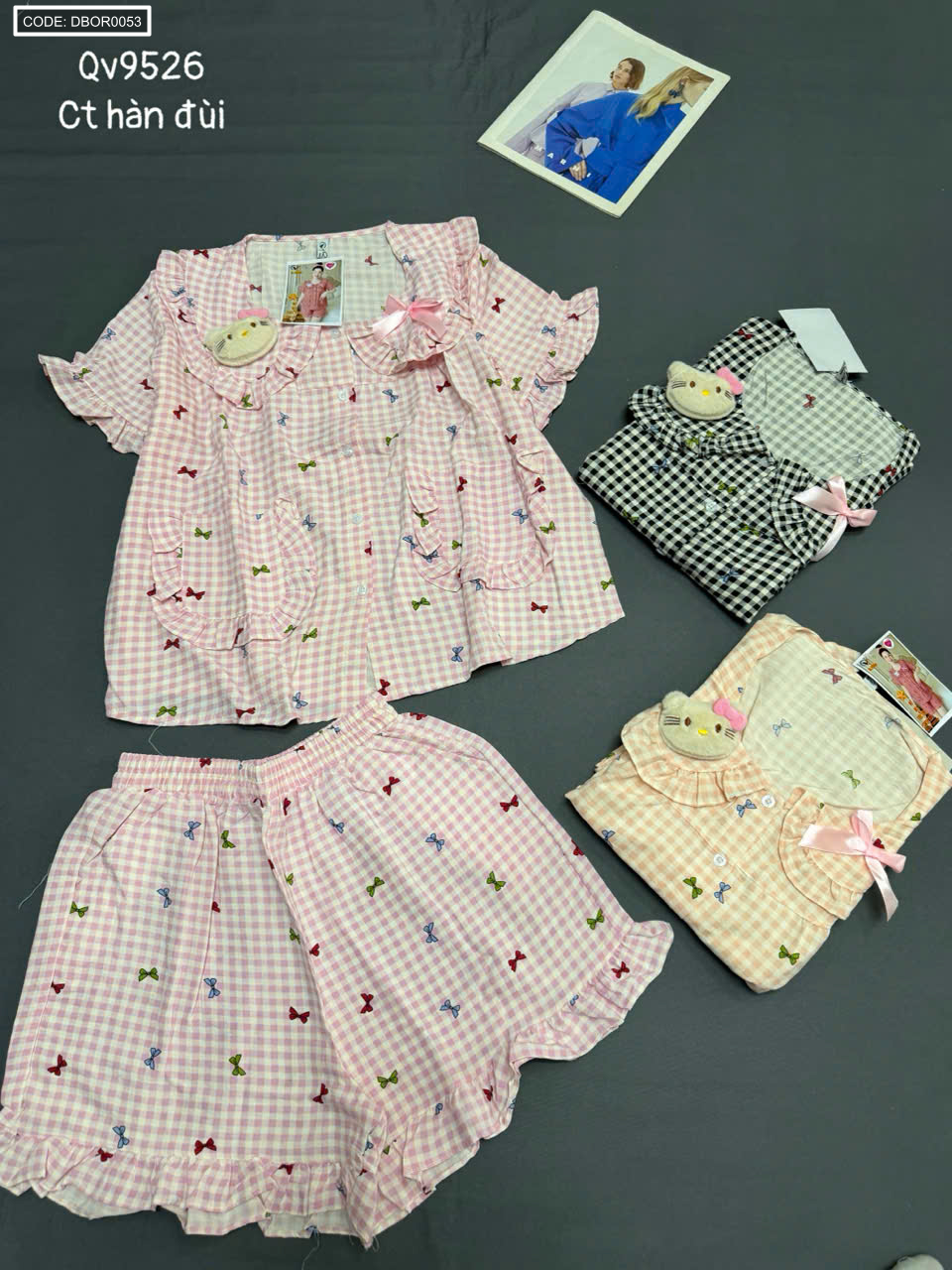 Đồ bộ nữ tay ngắn quần đùi cotton hàn đũi QV9526 (Freesize 40-55kg)