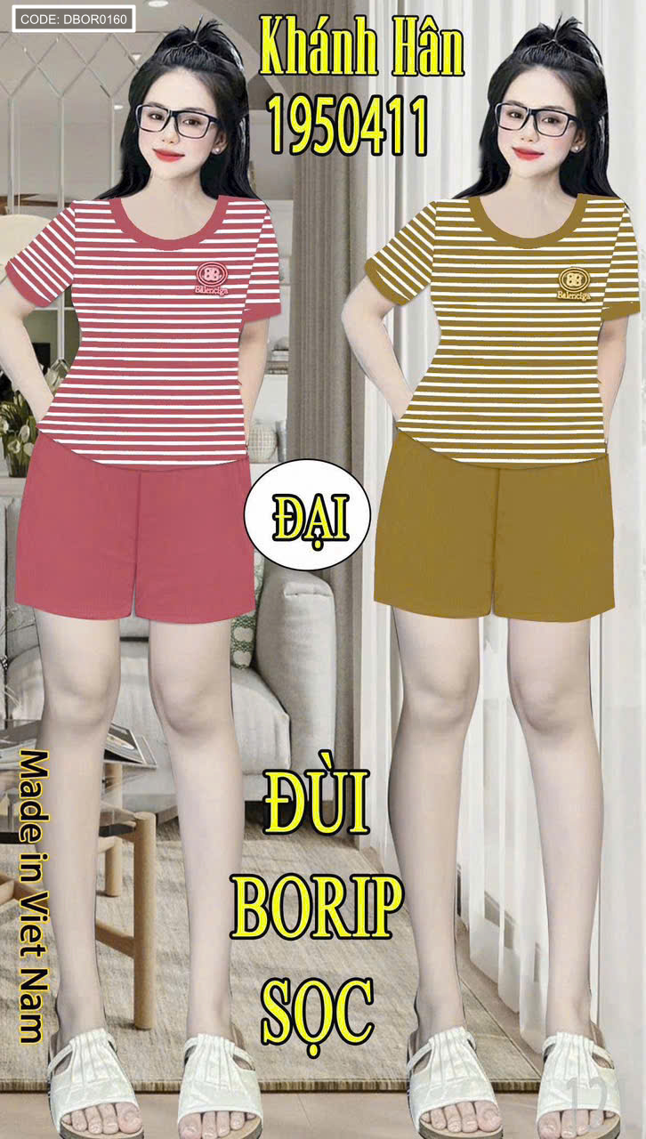 Đồ bộ nữ tay ngắn quần đùi cotton KH-95411 size Trung-Đại