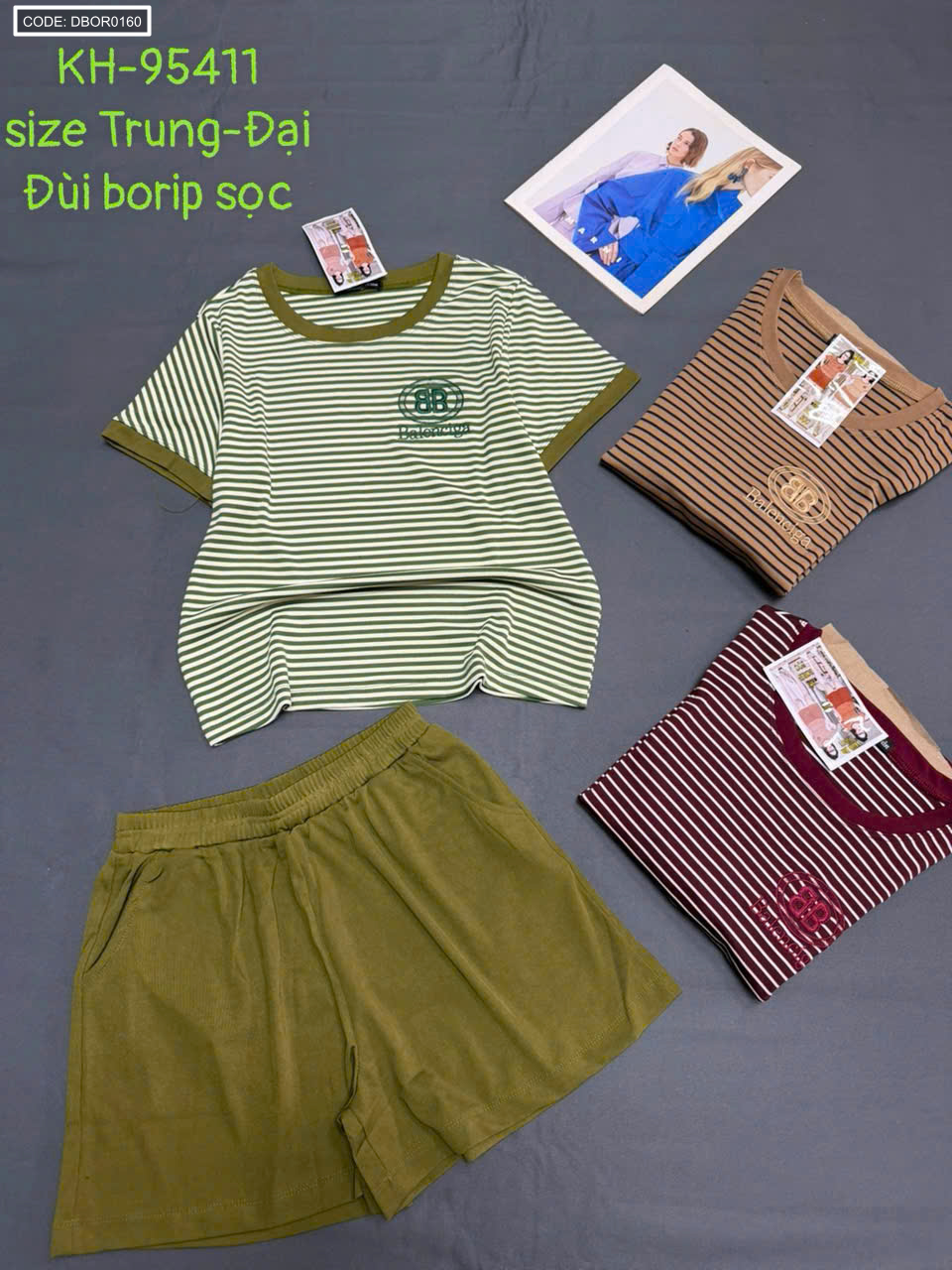 Đồ bộ nữ tay ngắn quần đùi cotton KH-95411 size Trung-Đại