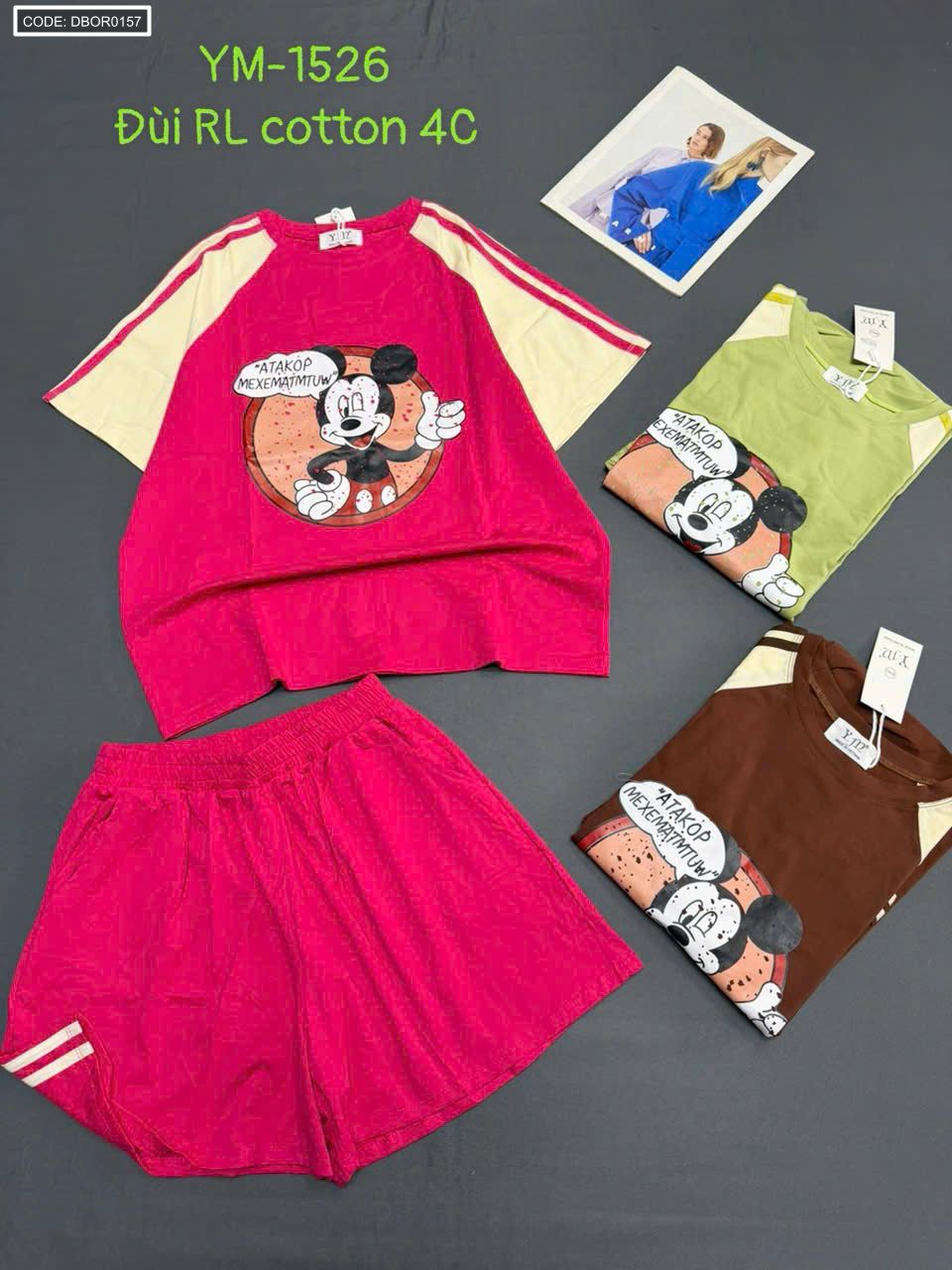 Đồ bộ nữ tay ngắn quần đùi cotton 4C YM-1526