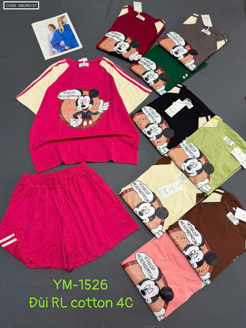 Đồ bộ nữ tay ngắn quần đùi cotton 4C YM-1526