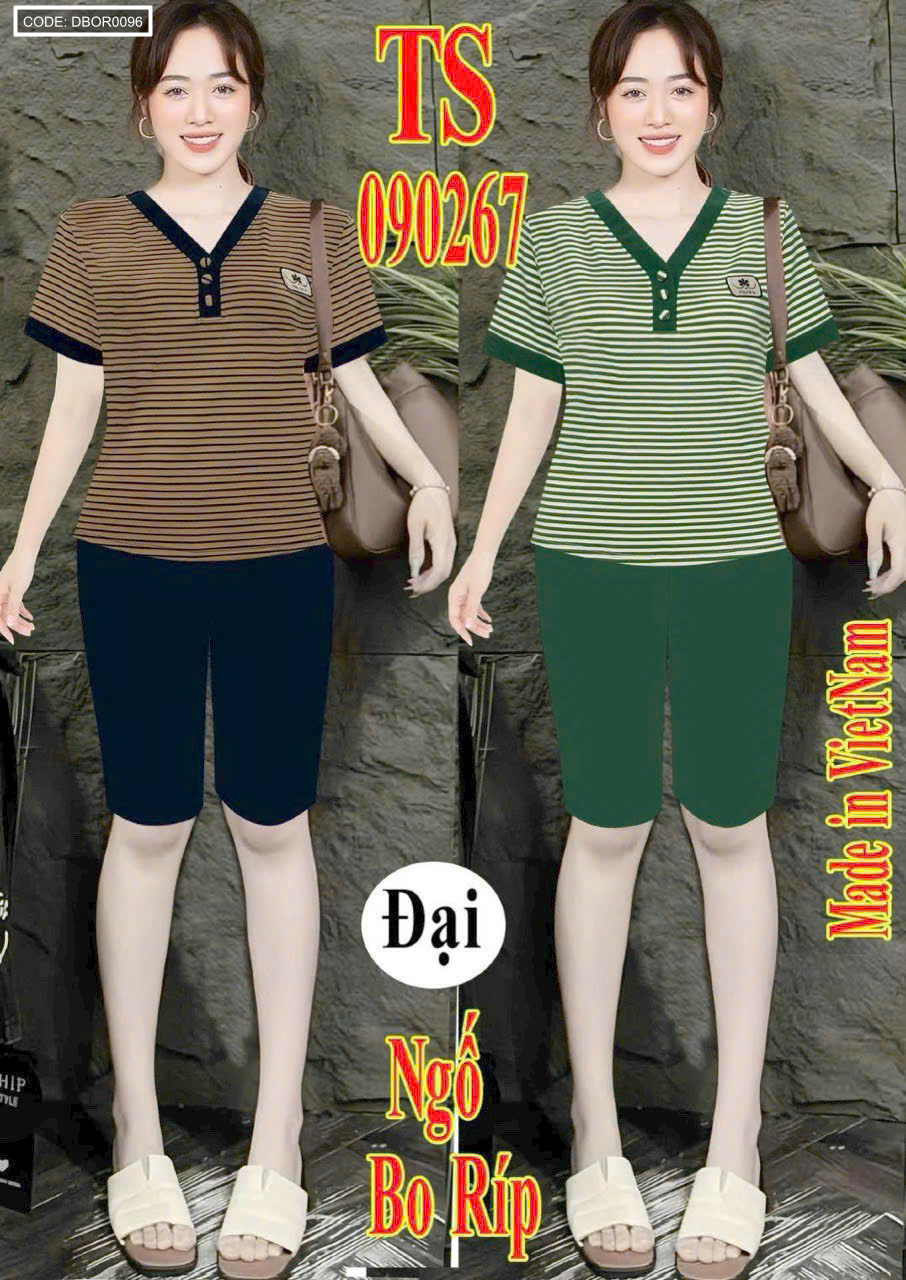 Đồ bộ nữ tay ngắn quần lửng áo sọc TS-95276 (Size Trung, Đại)