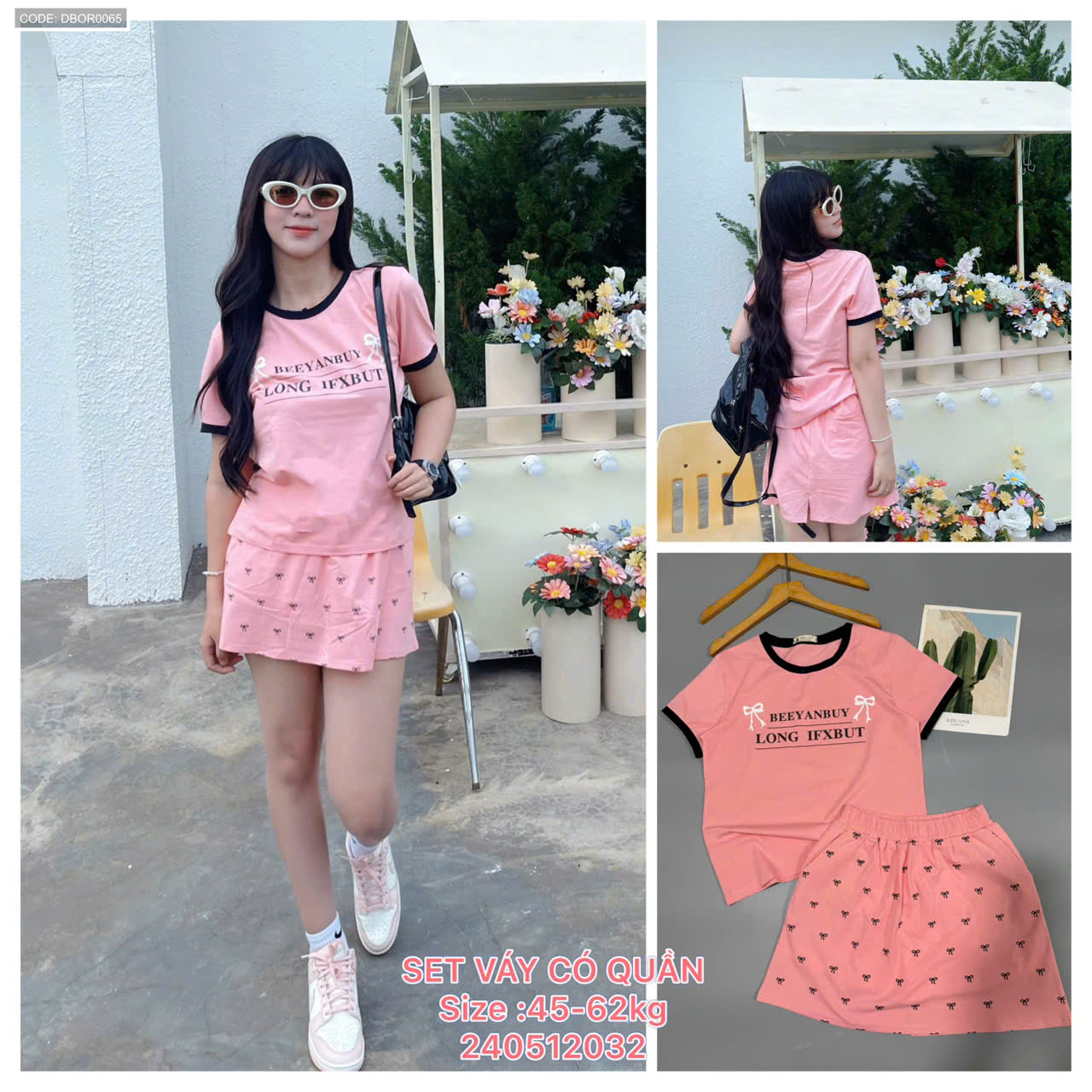 Đồ bộ nữ tay ngắn quần váy mặc nhà