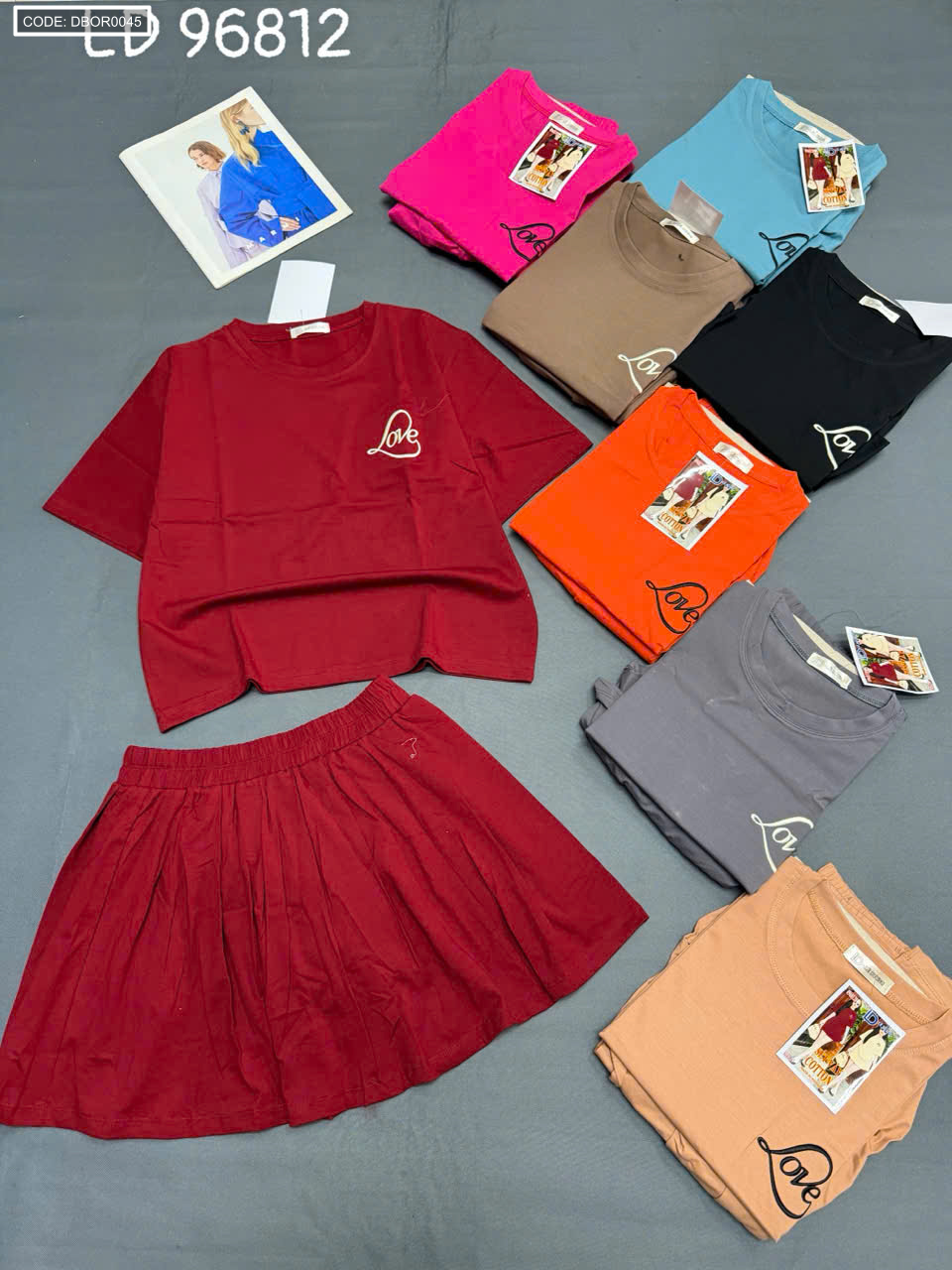 Đồ bộ nữ tay ngắn quần váy LD 96812 thun cotton 4 chiều freesize 40-55kg