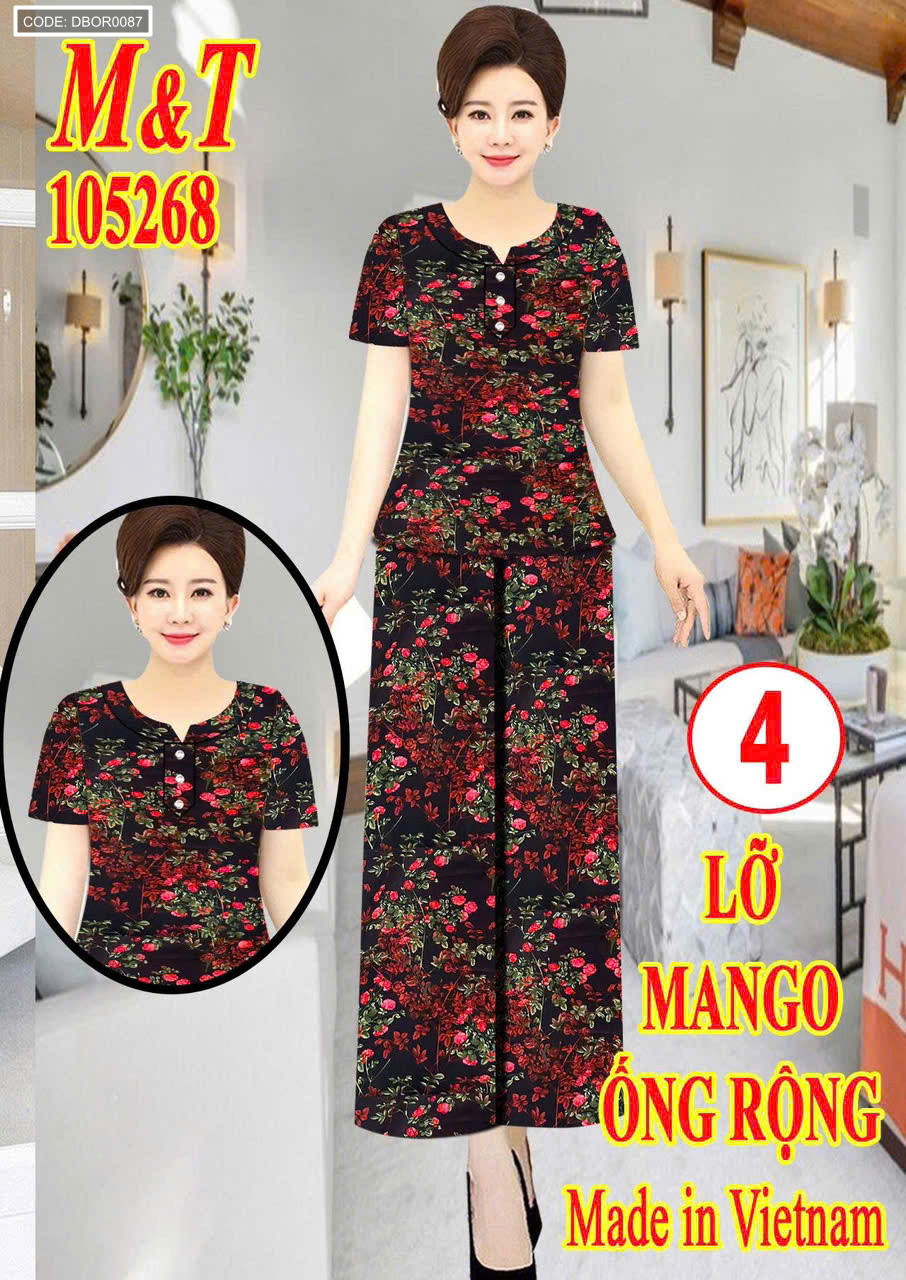 Đồ bộ nữ trung niên ống rộng MT 05268 chất mango