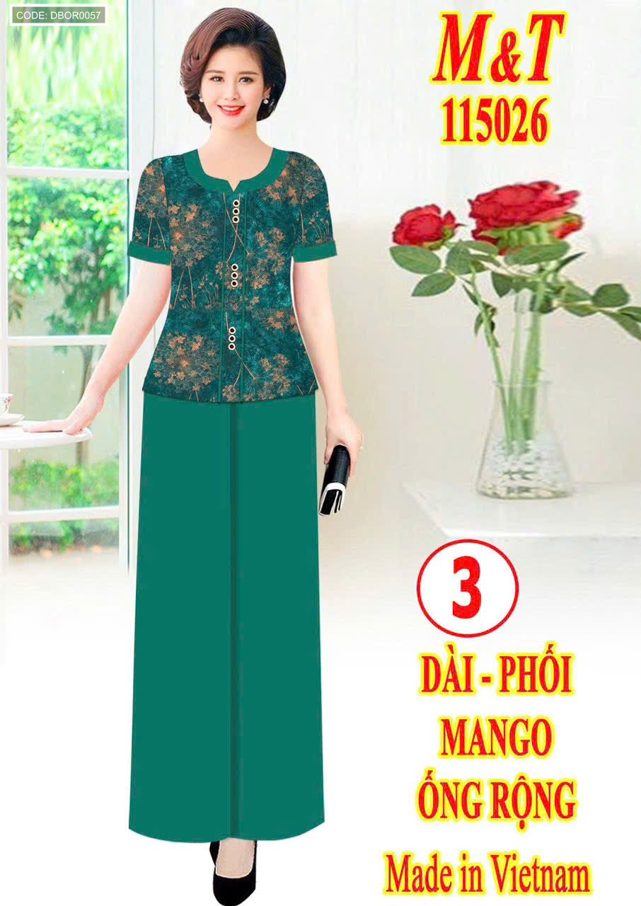Đồ bộ nữ trung niên quần dài ống rộng tay ngắn size Mt1526
