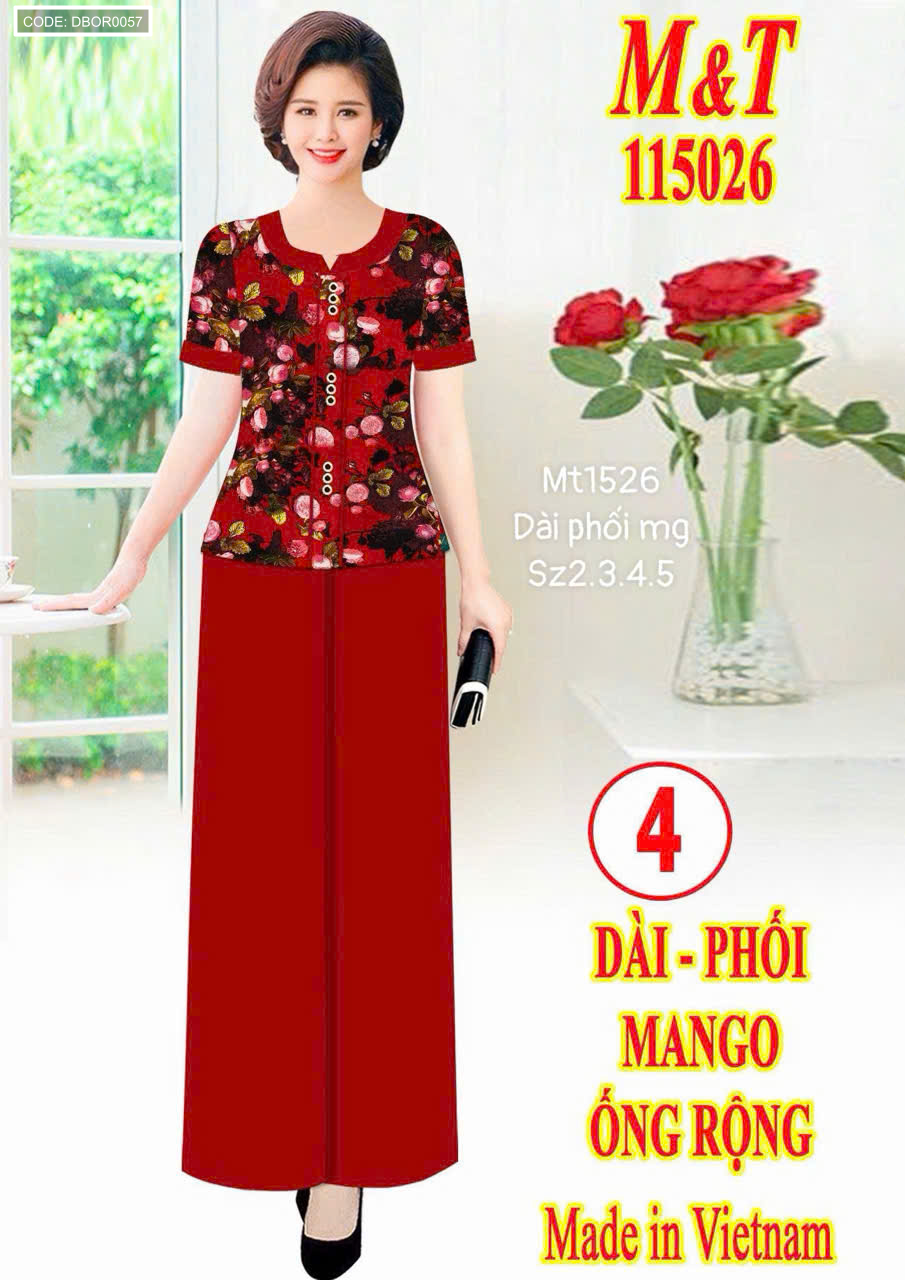 Đồ bộ nữ trung niên quần dài ống rộng tay ngắn size Mt1526