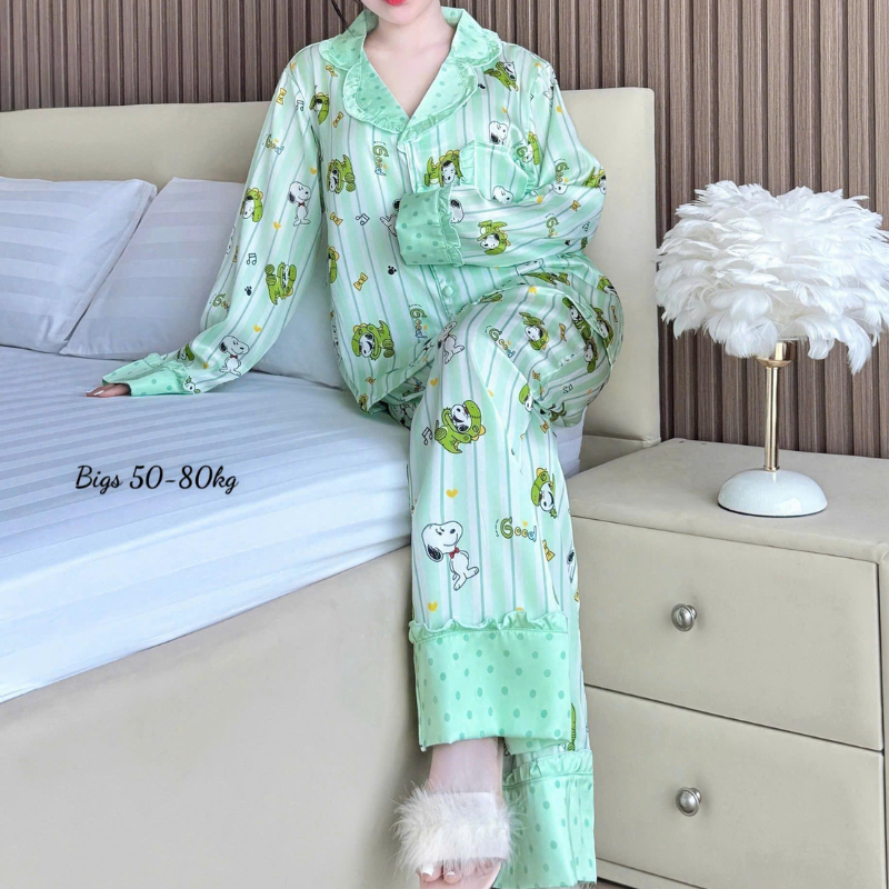 Phối màu xanh mint họa tiết nhỏ, tay dài quần dài kín đáo