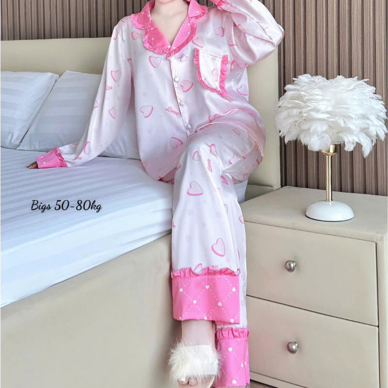 Đồ Bộ Pijama Nữ Tay Dài Quần Dài Chất Latin Big Size 50–80kg