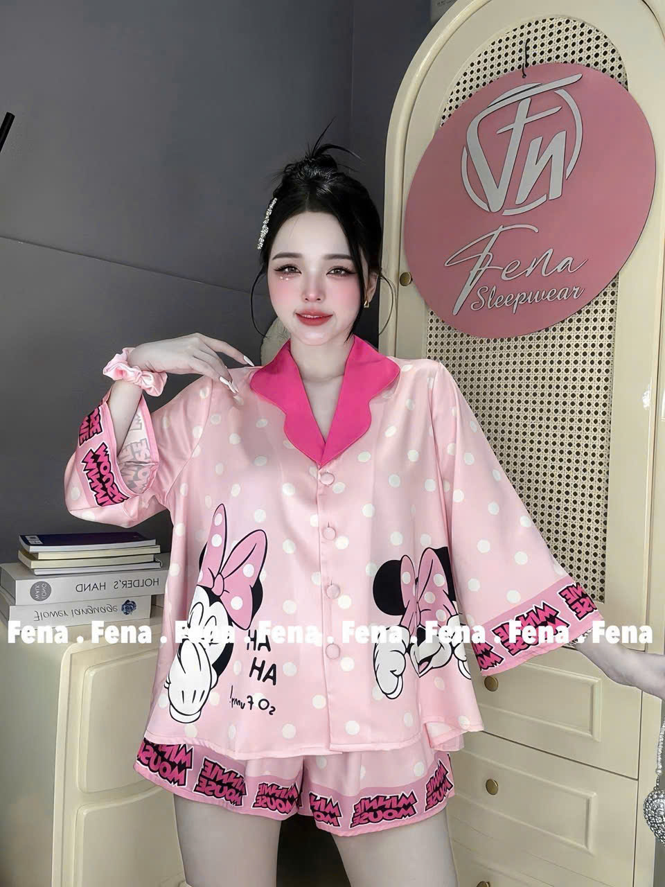 Đồ bộ pijama nữ tay lỡ quần đùi KH 10.15411