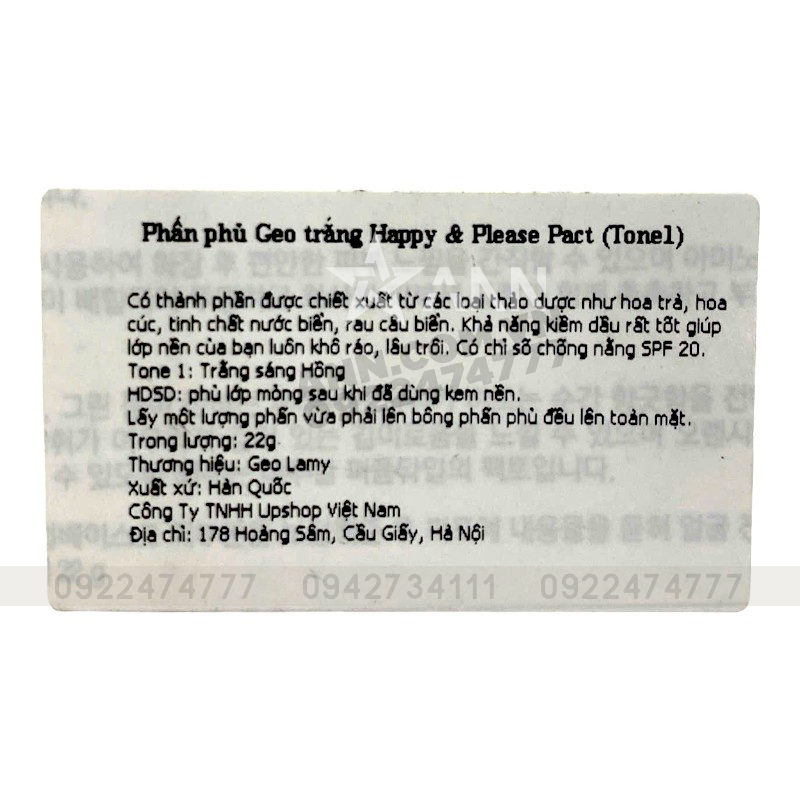 Nhãn phụ thể hiện tone 1, khối lượng và xuất xứ