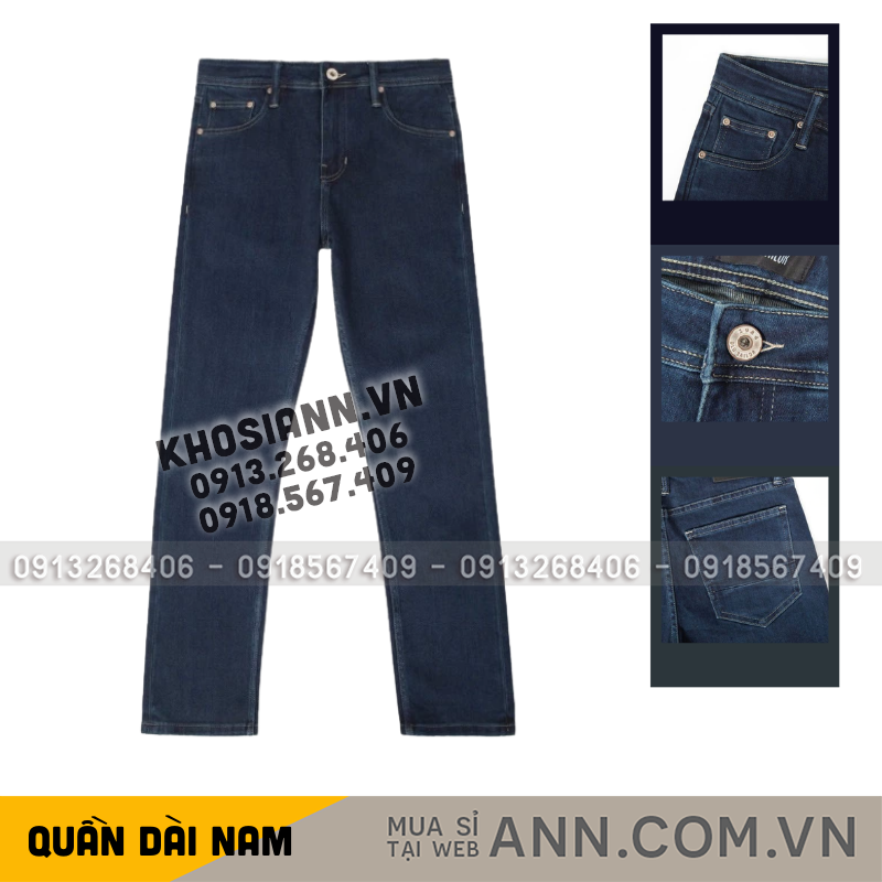 Ảnh tổng thể dáng quần màu jean xanh đậm