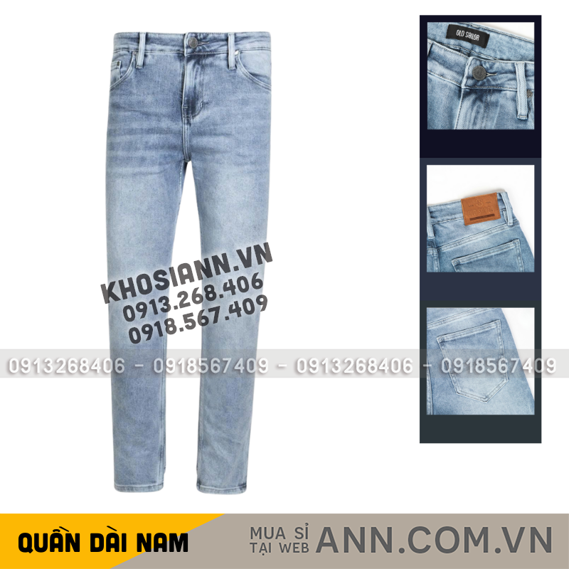 Quần jean dài nam slim fit Old Sailor 7262 màu xanh wash nhạt