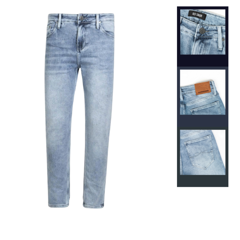 Quần jean dài nam slim fit Old Sailor 7262 màu xanh wash nhạt
