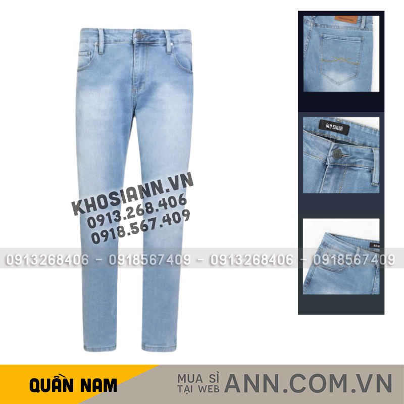 Toàn bộ dáng quần màu xanh nhạt với form gọn, dễ mặc hằng ngày