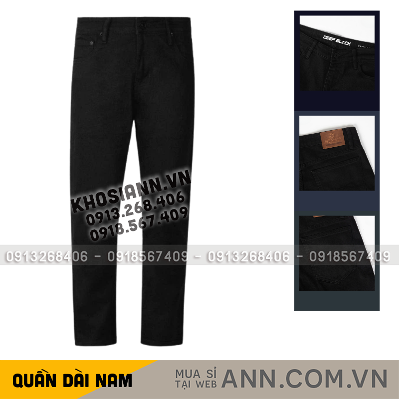 Hình ảnh tổng thể quần màu deep black cùng các chi tiết hoàn thiện.