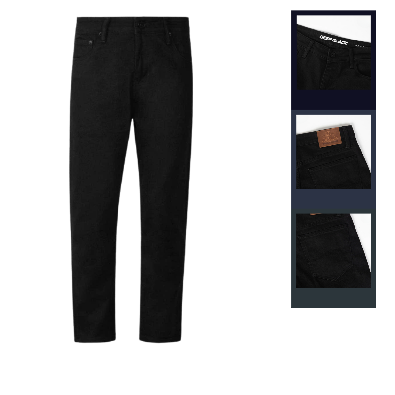 Quần jean dài nam form slim-fit deep black 7356