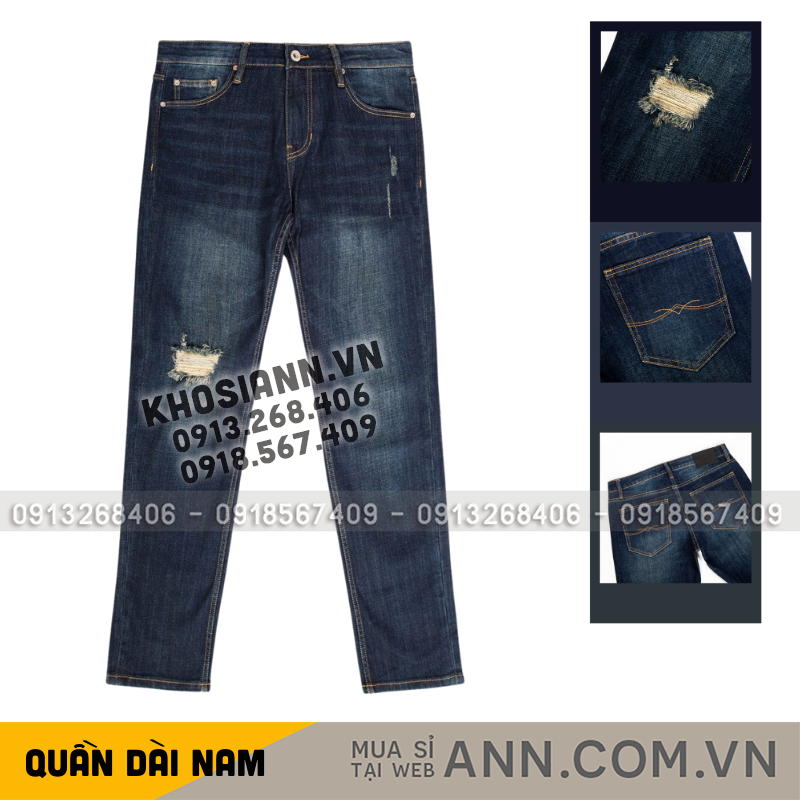 Quần Jeans Dài Nam Osl Aeroflex Deep-Black 95cm Slimfit - 6874
